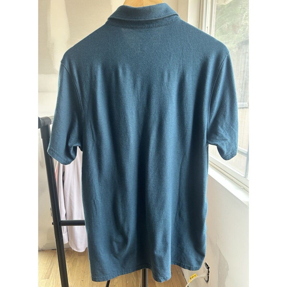 Smartwool Polo Shirt Mens M Twilight Blue Merino Wool Organic Cotton Short Sleev - Picture 7 of 12
